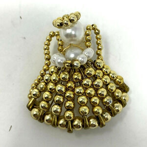 Beaded Safety Pin Angel Brooch